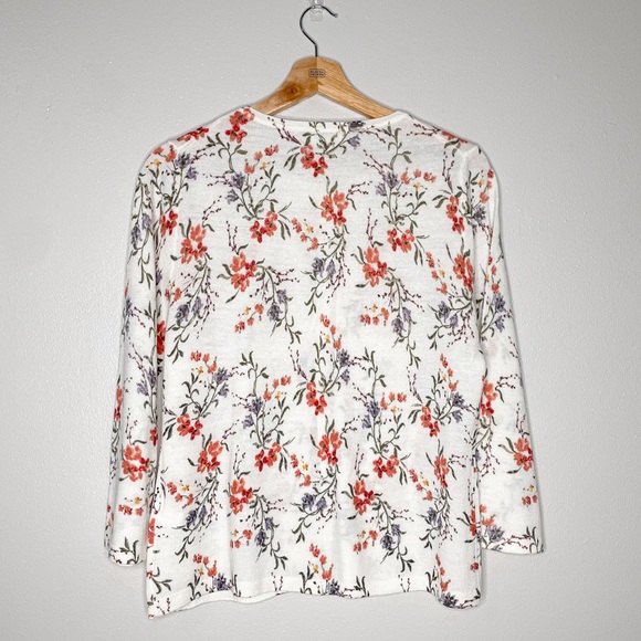 Garnet Hill | Cottagecore Merino Wool Dainty Floral Cardigan NWOT - Picture 4 of 11